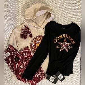 NWT - Converse 4PC Set (Sweatshirt, Shirt, Scrunchie, Leggings) - Size L & M